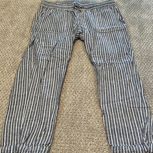 Super soft denim and white linen pants